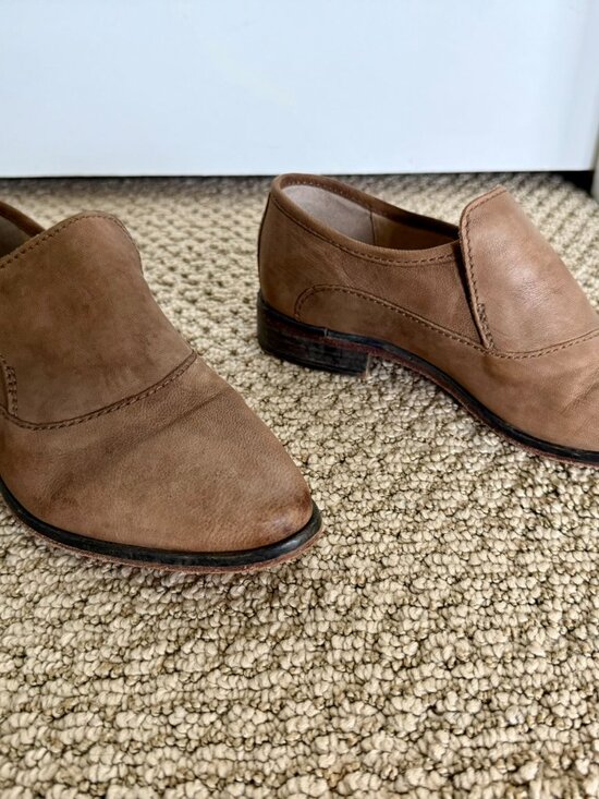 Free People Brady Leather Slip-On Loafer | Taupe Tan Pointed Toe - Picture 3 of 7